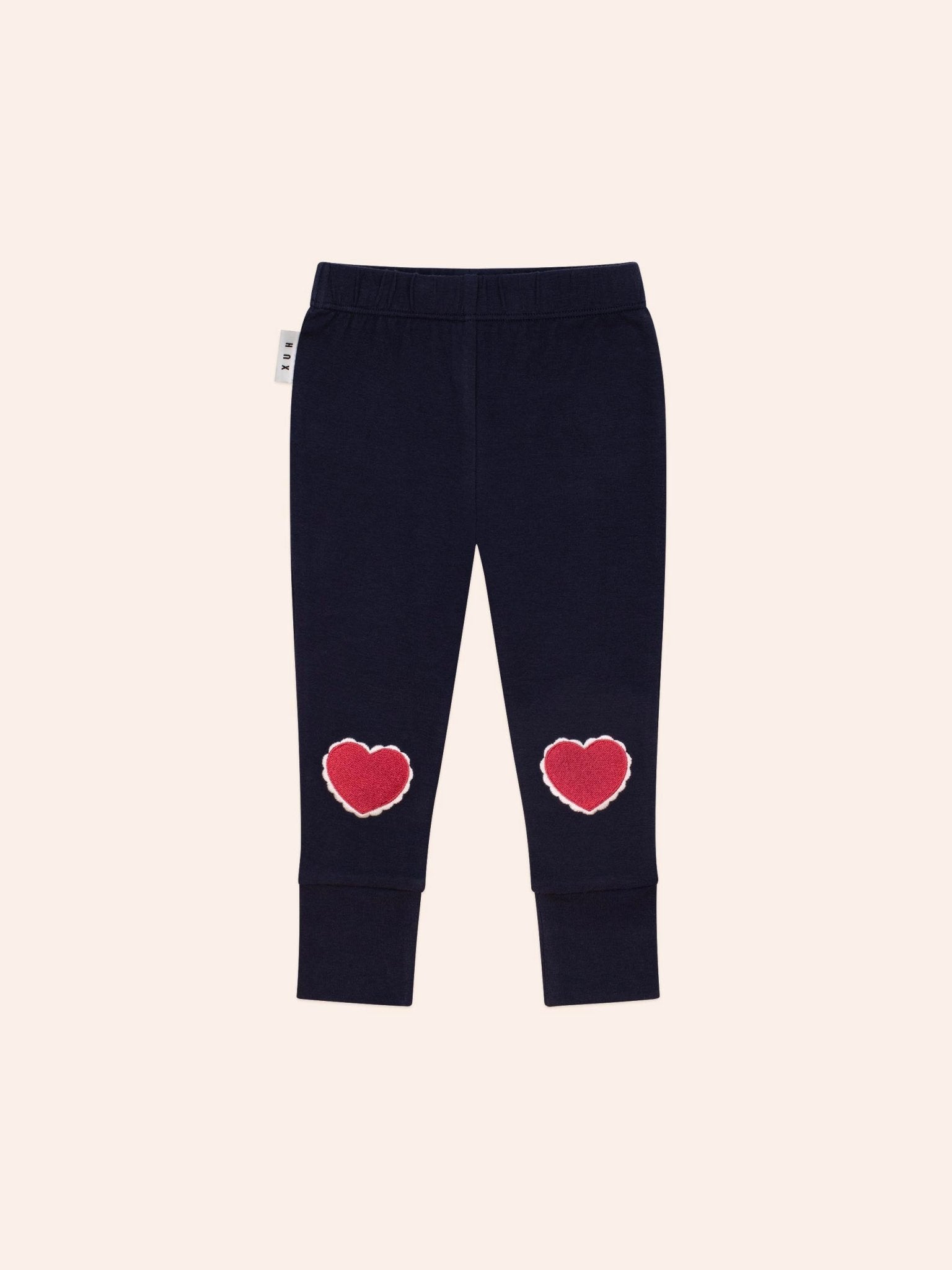 Huxbaby I Heart U Leggings – Navy Heart Knee Leggings Huxbaby
