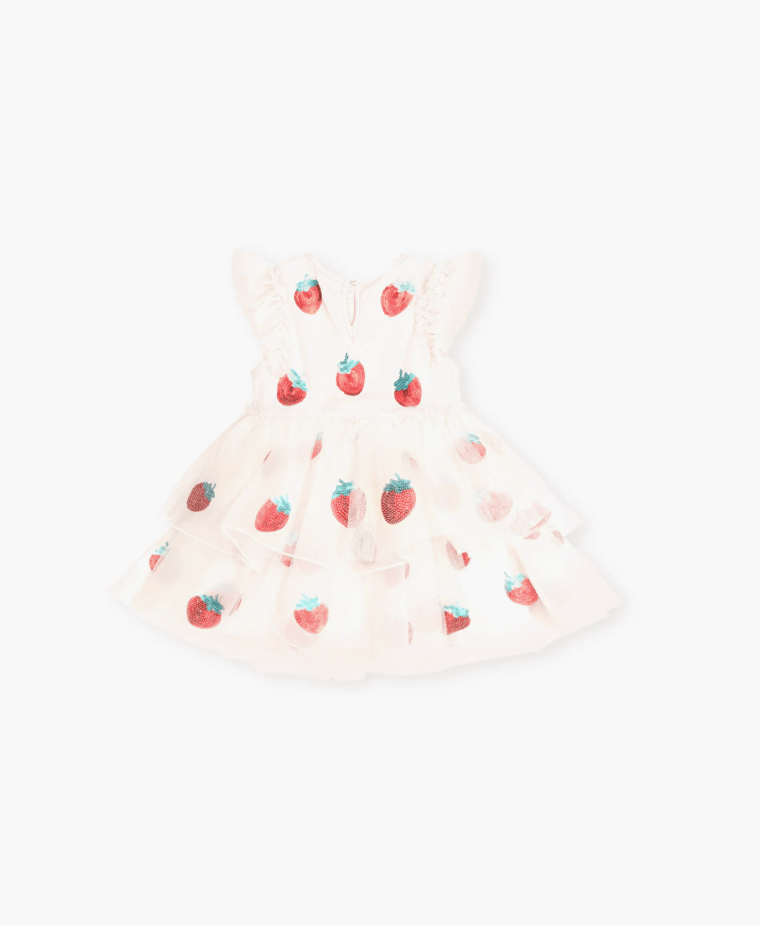 Huxbaby Sequin Strawberry Tulle Dress - Ecru