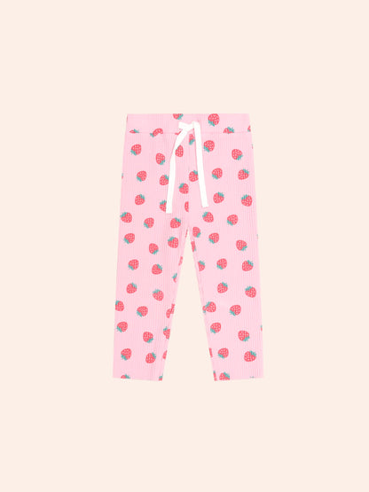 Huxbaby Strawberry Print Rib Legging