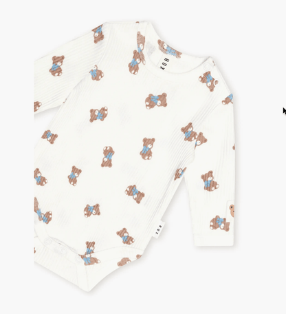 Huxbaby Tumbling Bow Hux Long Sleeve Bodysuit - Almond Milk Huxbaby