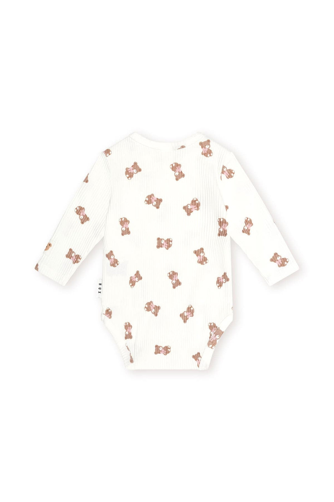 Huxbaby Tumbling Bow Huxette Long Sleeve Bodysuit in Almond Milk, alternate view