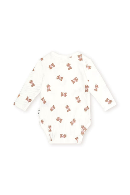 Huxbaby Tumbling Bow Huxette Long Sleeve Bodysuit in Almond Milk, alternate view