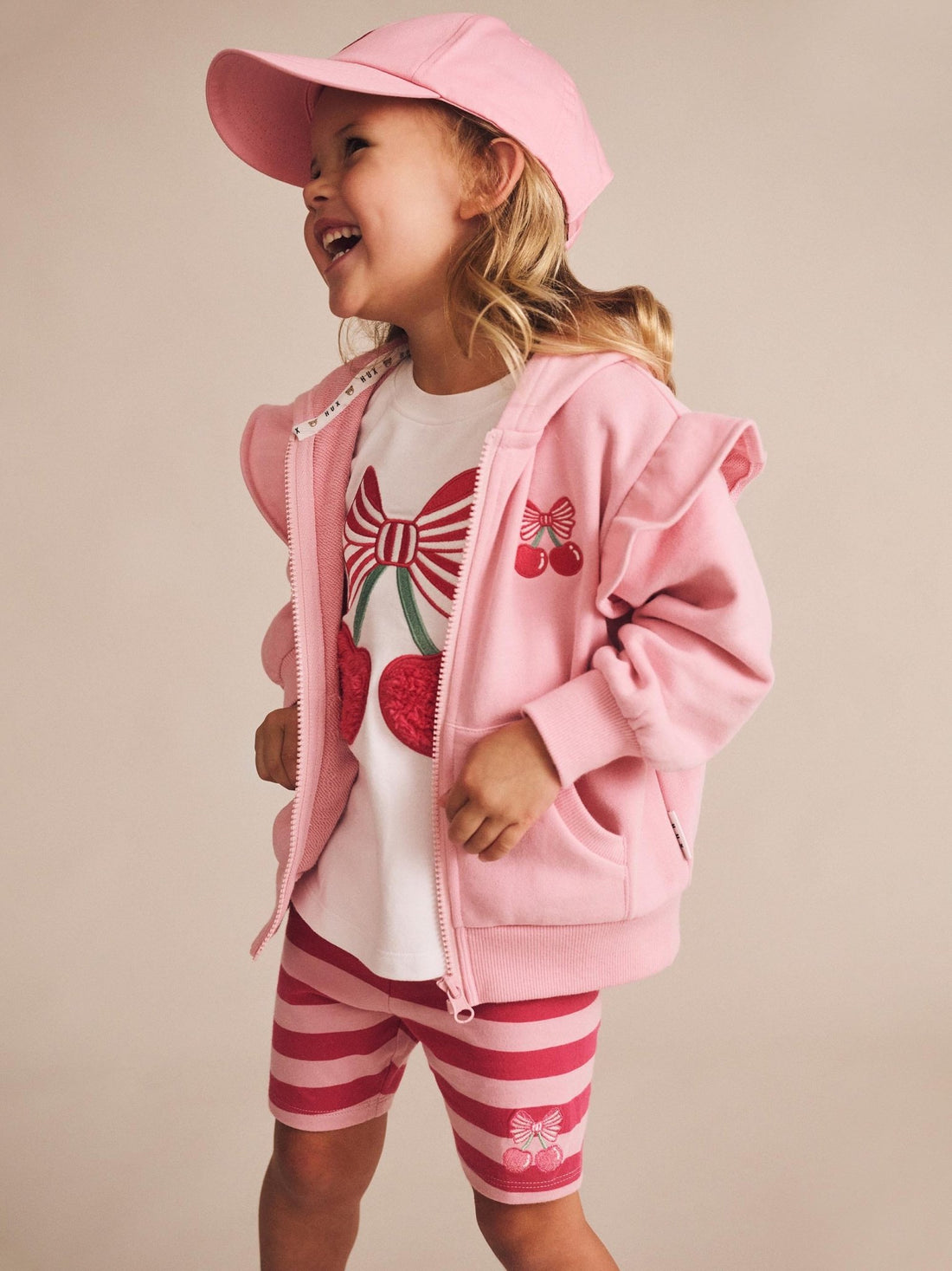 Huxbaby Zip Up Frill Hoodie Apricot Huxbaby