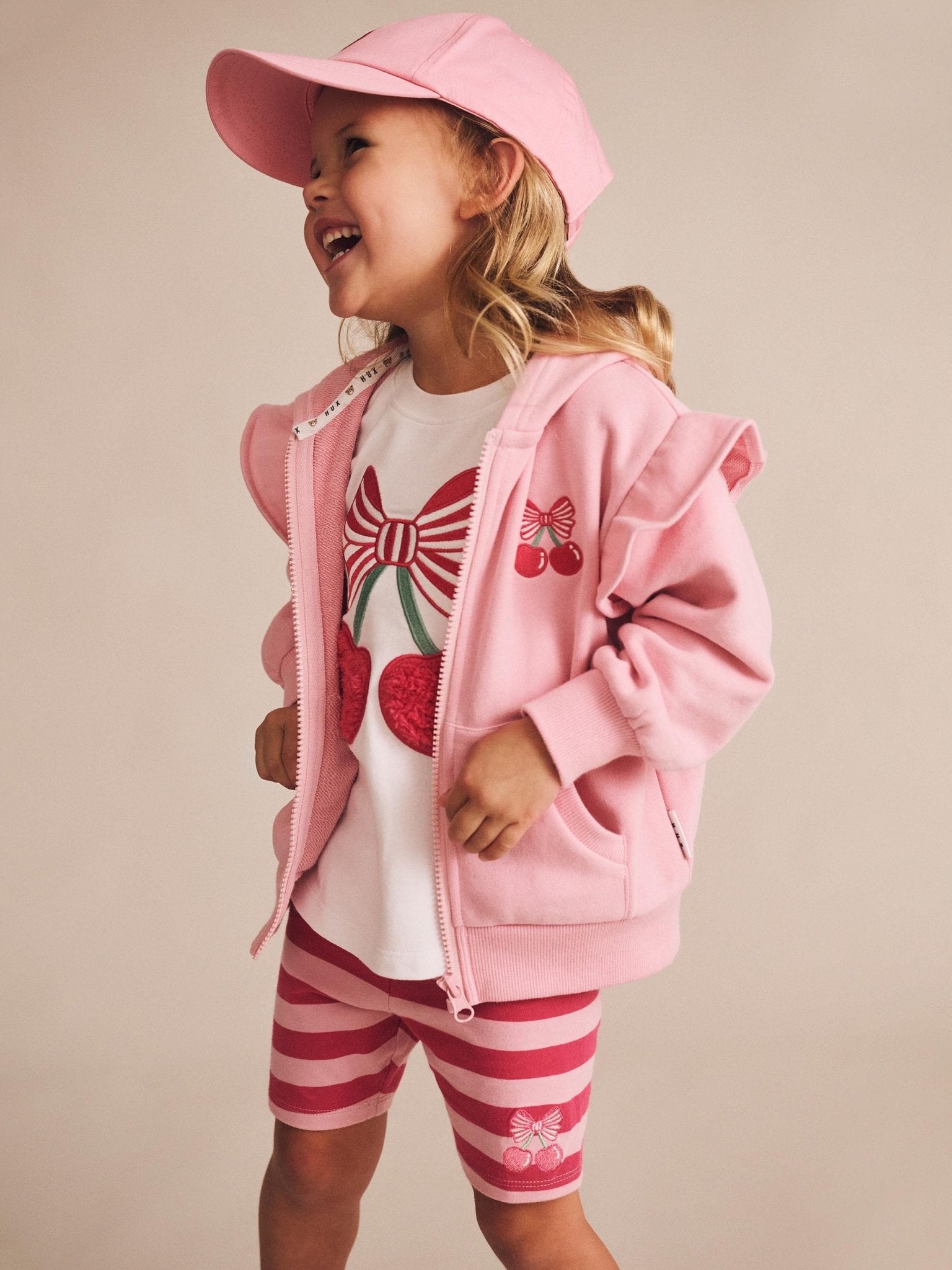 Huxbaby Zip Up Frill Hoodie Apricot Huxbaby