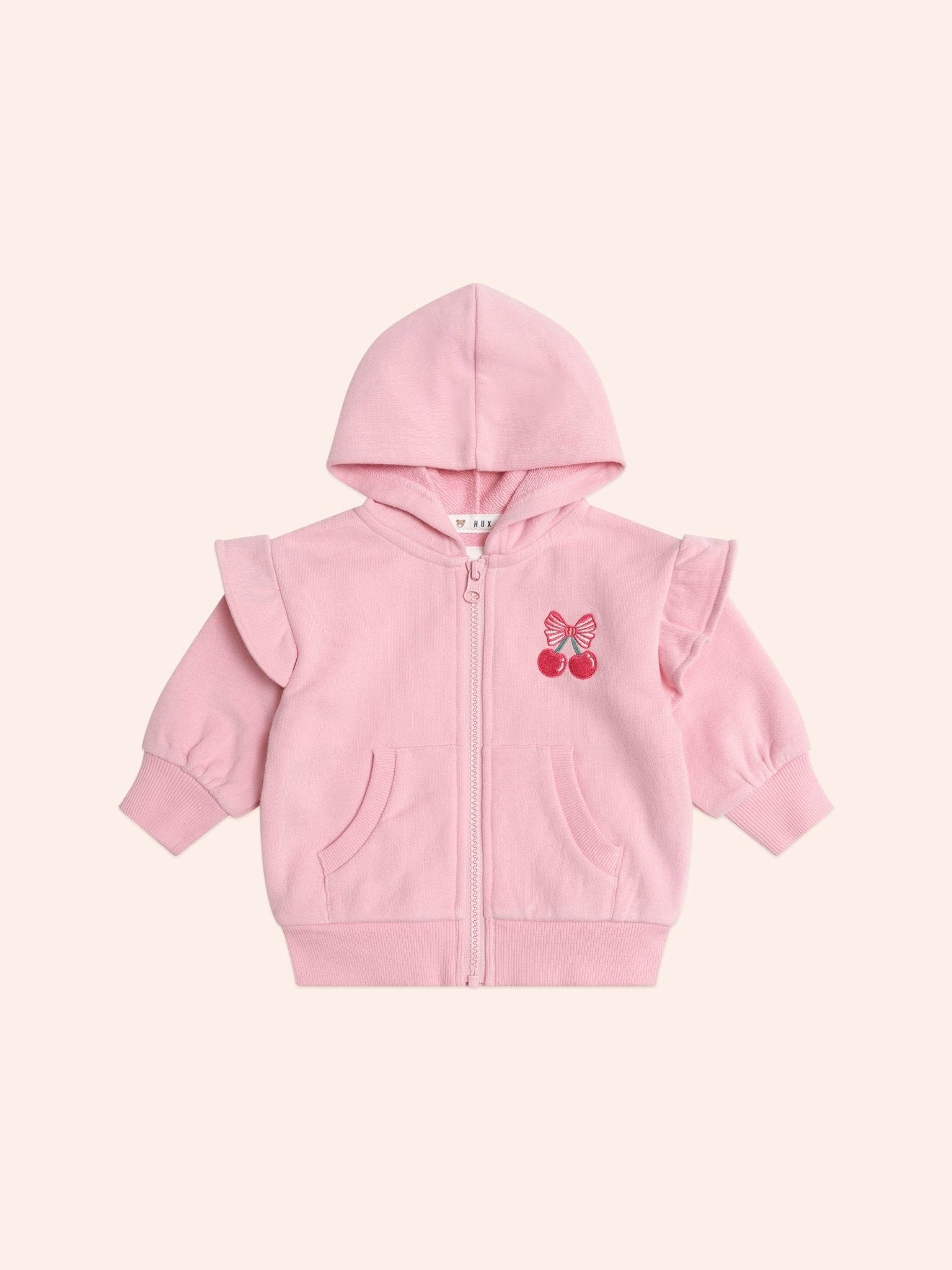 Huxbaby Zip Up Frill Hoodie Apricot Huxbaby