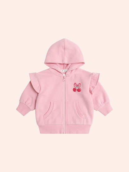 Huxbaby Zip Up Frill Hoodie Apricot Huxbaby