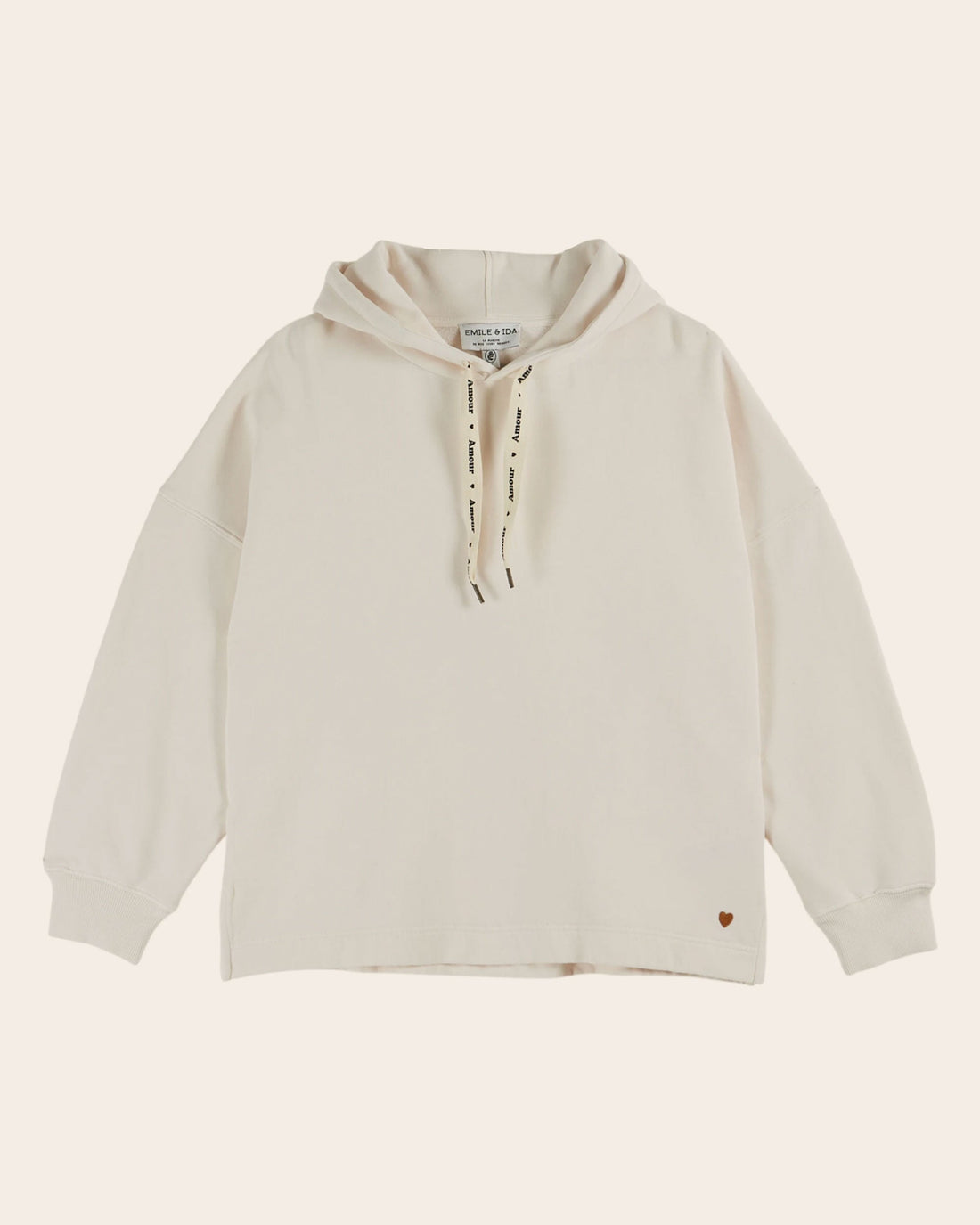 Emile et Ida Ecru Organic Cotton Heart Sweatshirt