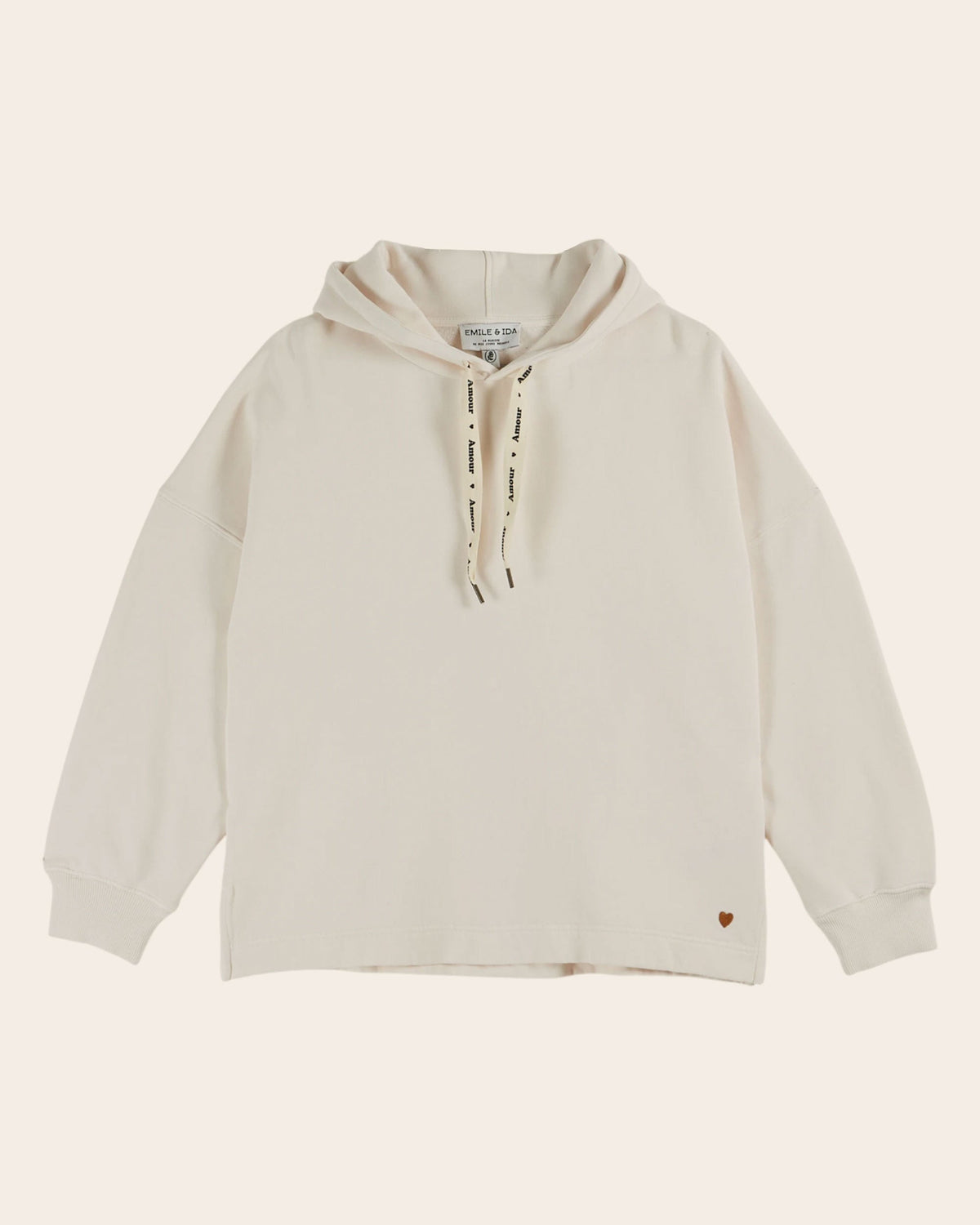 Emile et Ida Ecru Organic Cotton Heart Sweatshirt