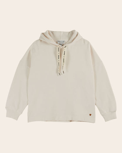 Emile et Ida Ecru Organic Cotton Heart Sweatshirt