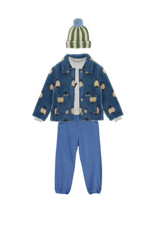 Coming Soon-Emile et Ida Moutons Teddy Fleece Jacket - Blue