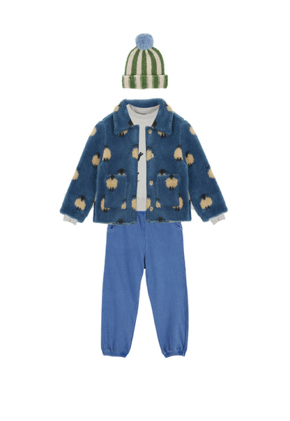 Coming Soon-Emile et Ida Moutons Teddy Fleece Jacket - Blue