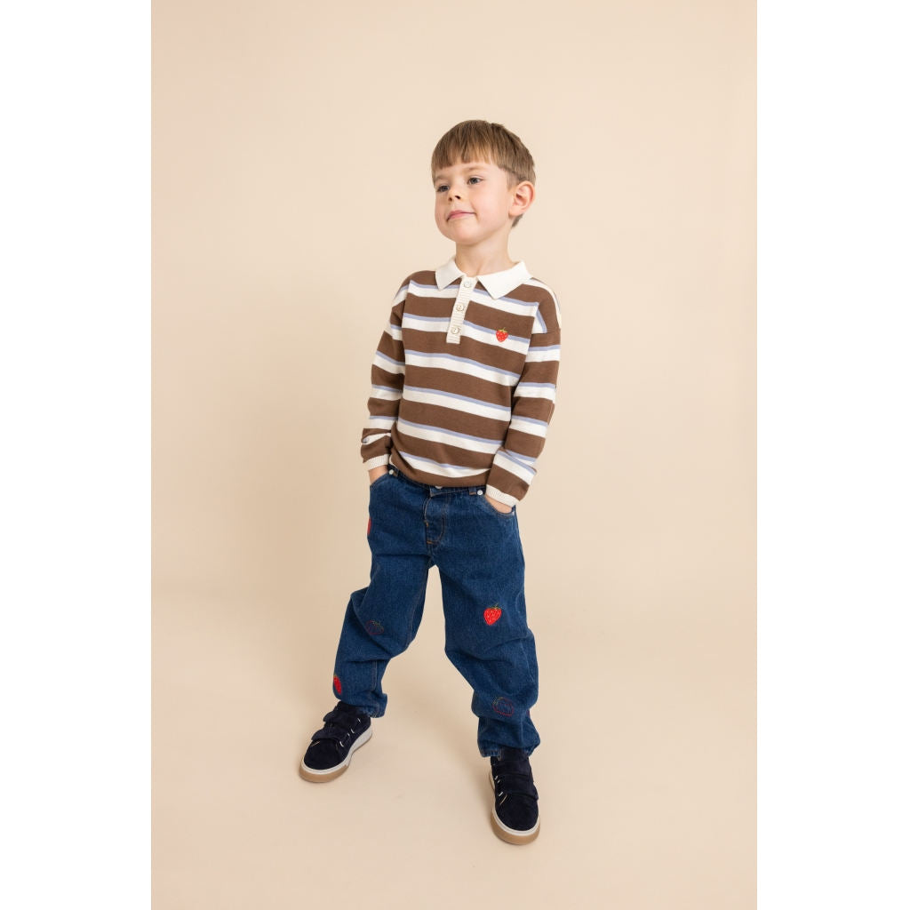 Flöss Elias Polo Sweater - Coffee Air Stripe