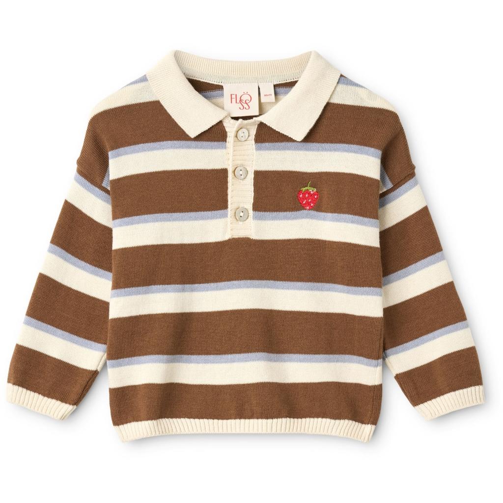 Flöss Elias Polo Sweater - Coffee Air Stripe