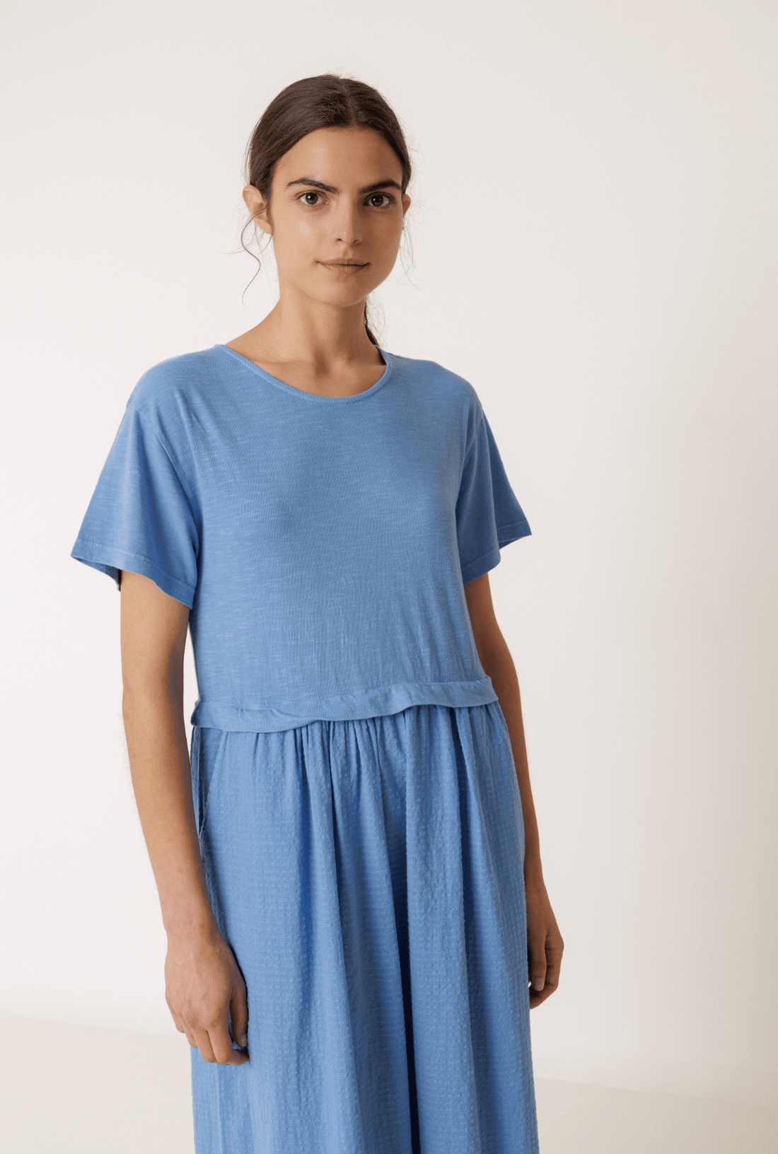 Indi &amp; Cold Combination Midi Dress – British Blue INDI&amp;COLD