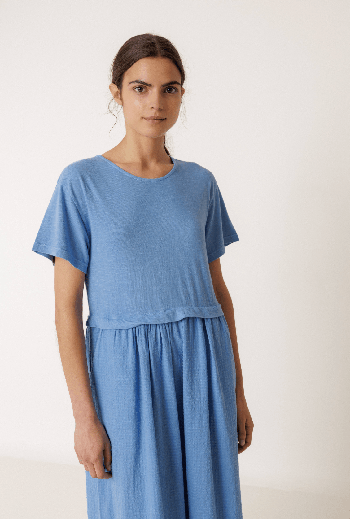 Indi &amp; Cold Combination Midi Dress – British Blue INDI&amp;COLD