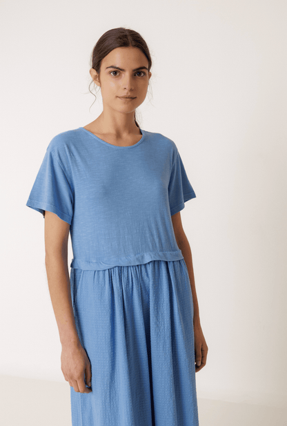 Indi &amp; Cold Combination Midi Dress – British Blue INDI&amp;COLD