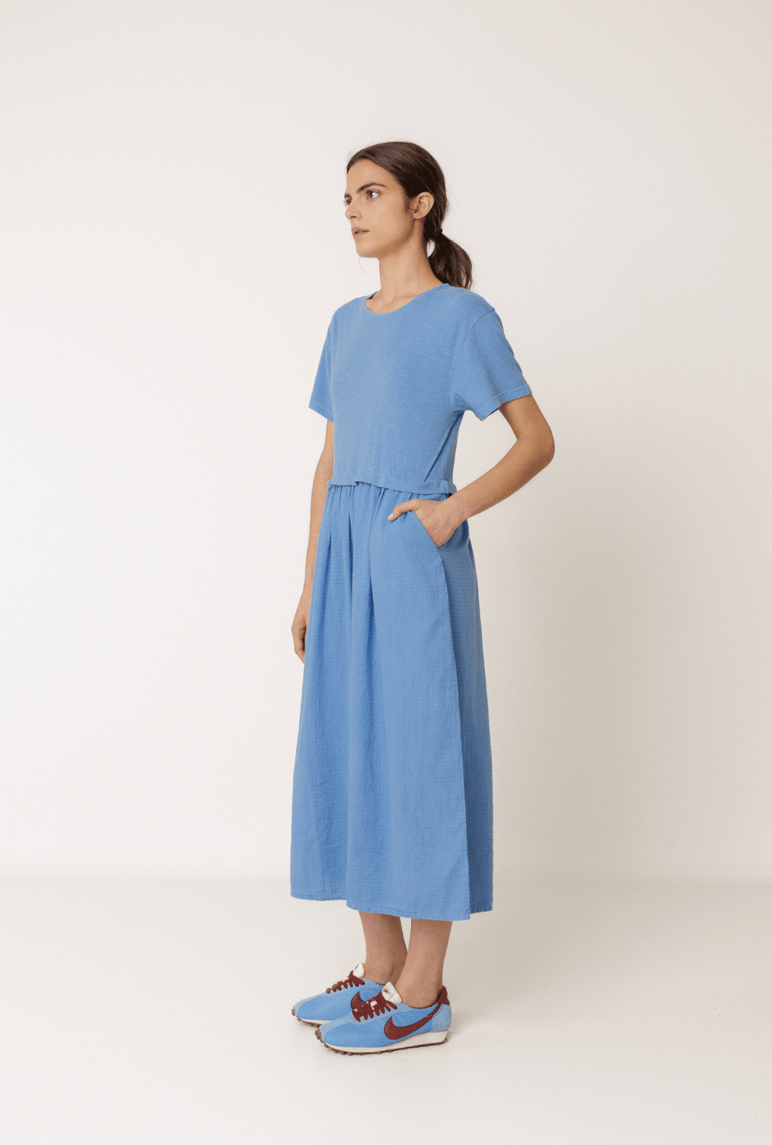 Indi &amp; Cold Combination Midi Dress – British Blue INDI&amp;COLD