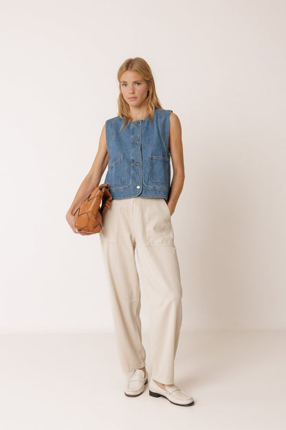 Indi &amp; Cold Denim Vest – Recycled Cotton &amp; Linen INDI&amp;COLD