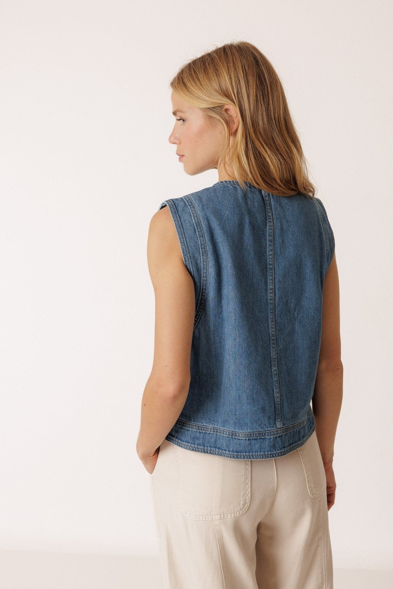 Indi &amp; Cold Denim Vest – Recycled Cotton &amp; Linen INDI&amp;COLD
