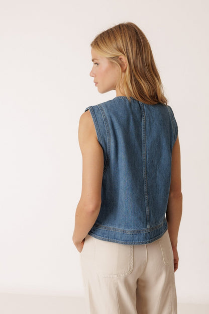 Indi &amp; Cold Denim Vest – Recycled Cotton &amp; Linen INDI&amp;COLD