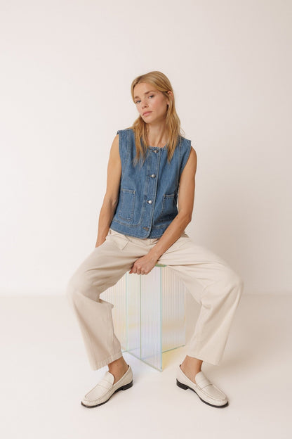 Indi &amp; Cold Denim Vest – Recycled Cotton &amp; Linen INDI&amp;COLD