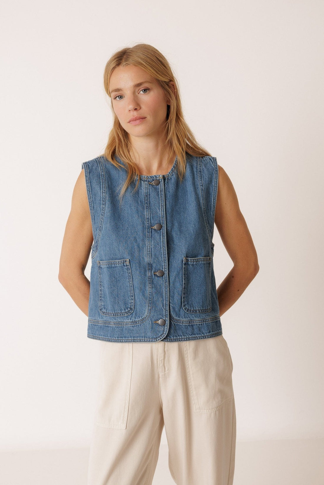 Indi &amp; Cold Denim Vest – Recycled Cotton &amp; Linen INDI&amp;COLD