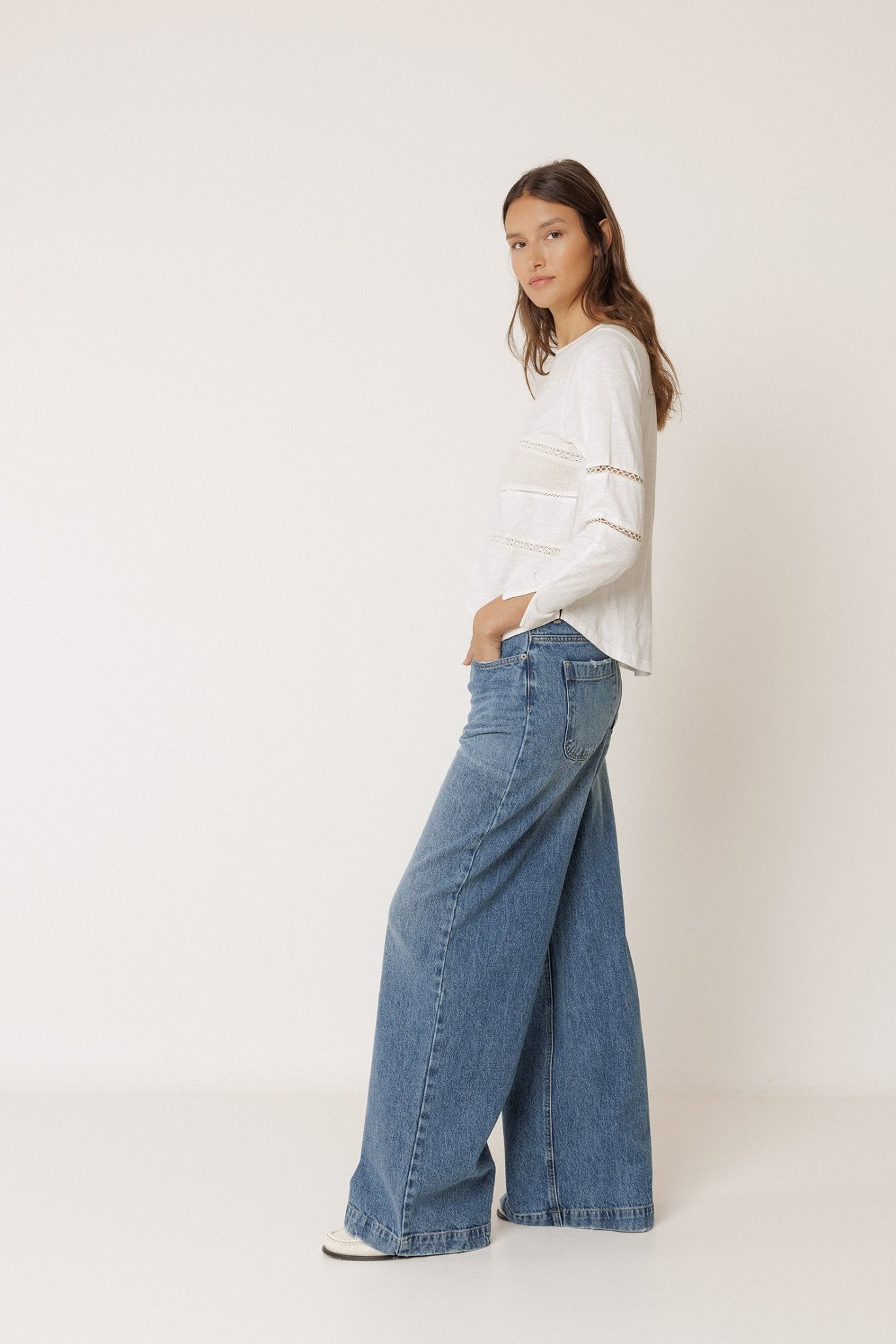 Indi &amp; Cold Romantic Combination Tee – Ecru INDI&amp;COLD