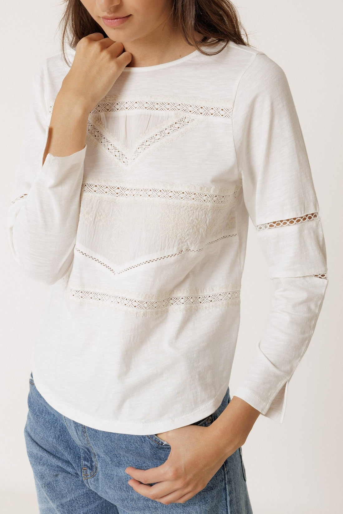 Indi &amp; Cold Romantic Combination Tee – Ecru INDI&amp;COLD