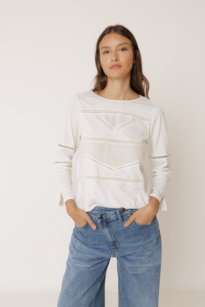 Indi &amp; Cold Romantic Combination Tee – Ecru INDI&amp;COLD