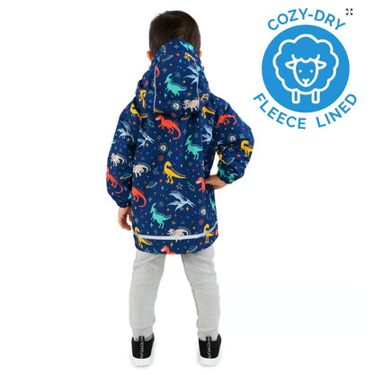 Jan &amp; Jul Kids Fleece Lined Rain Jackets | Space Dinos Jan &amp; Jul