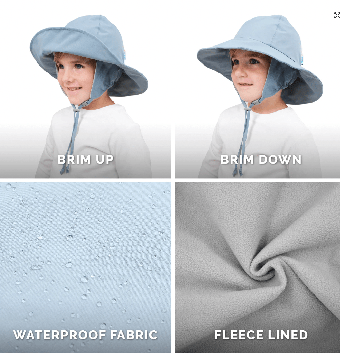 Jan &amp; Jul Kids Waterproof Rain Hats | Dusty Blue Jan &amp; Jul