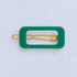 Kanel Rectangle Hair Clip – Green on a pale white textured fabric background