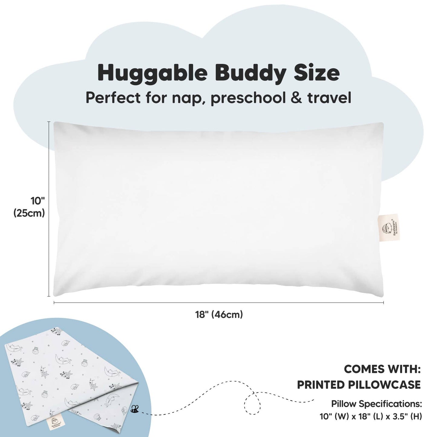 KeaBabies - 10x18 Buddy Toddler Pillow With Pillowcase, Kids Pillow: Slumber KeaBabies - enjoykidsus