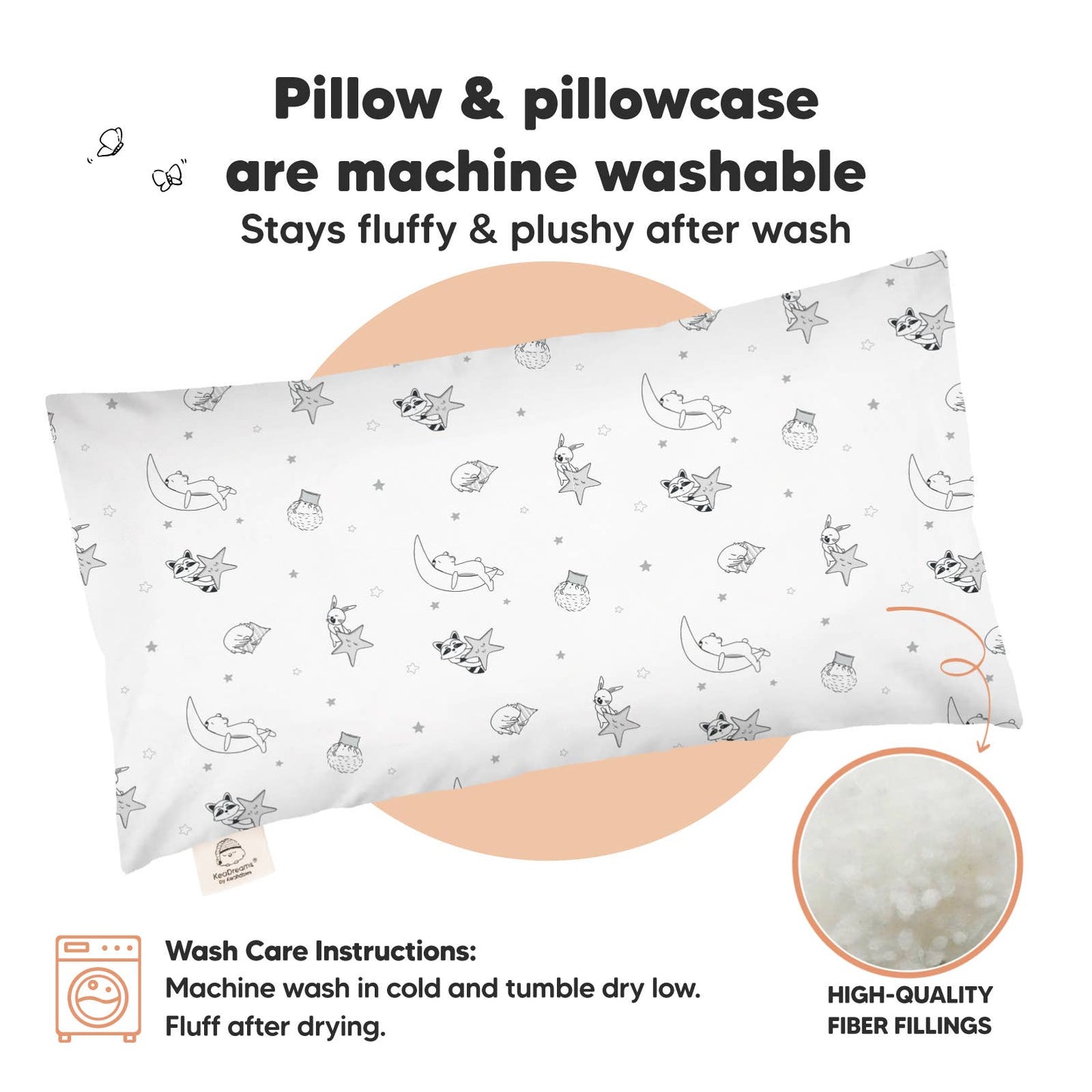 KeaBabies - 10x18 Buddy Toddler Pillow With Pillowcase, Kids Pillow: Slumber KeaBabies - enjoykidsus