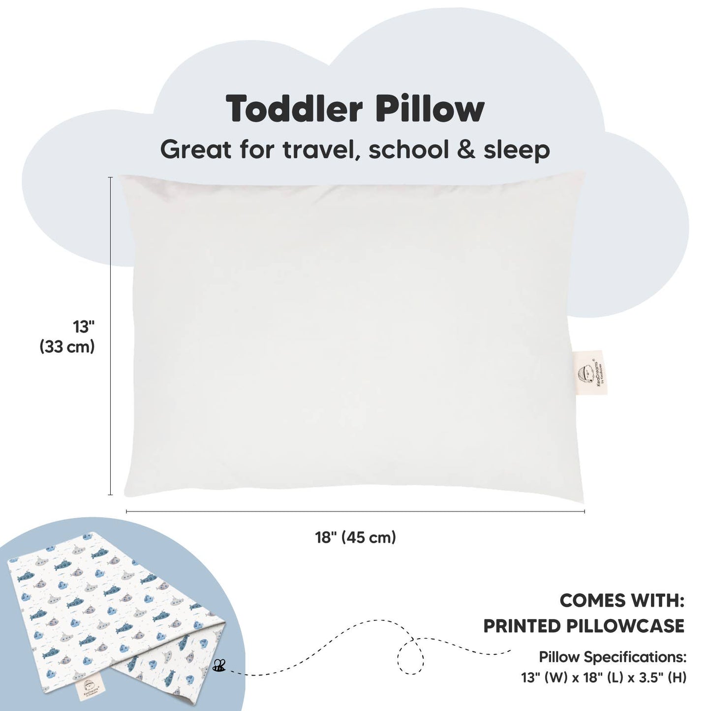 KeaBabies - 13X18 Toddler Pillow With Pillowcase: Submarines KeaBabies - enjoykidsus