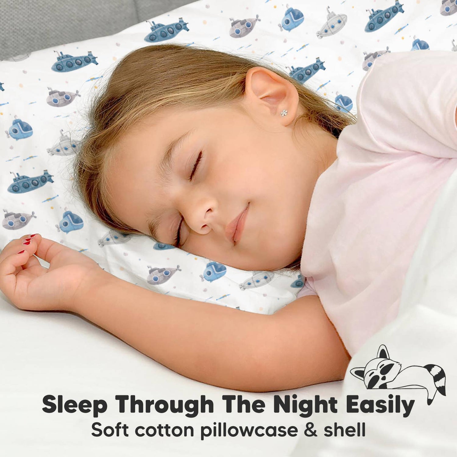 KeaBabies - 14X20 Jumbo Toddler Pillow with Pillowcase: Submarines KeaBabies