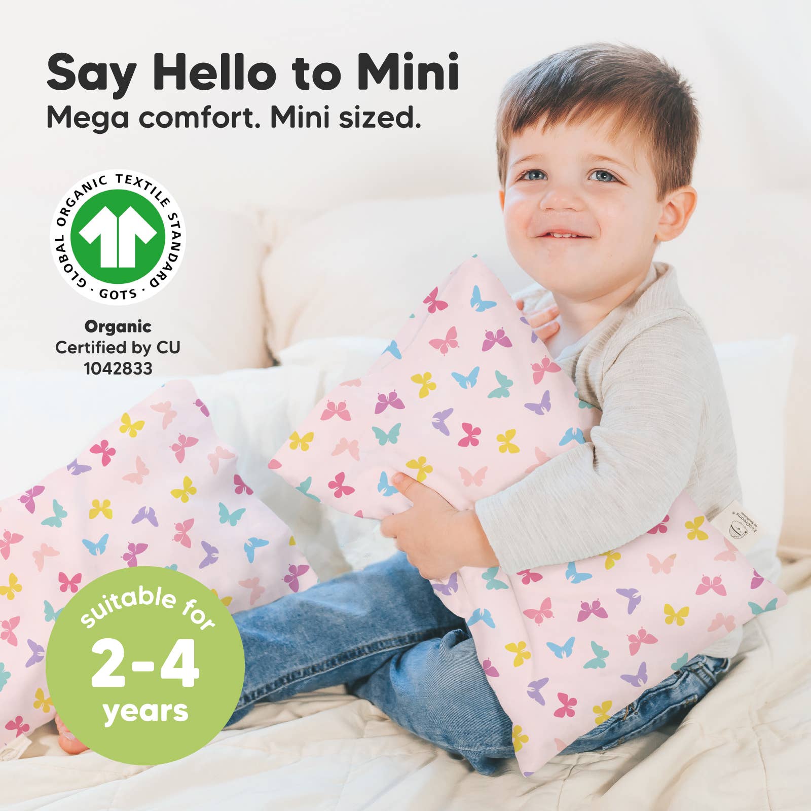 KeaBabies - 9X13 Mini Toddler Pillow With Pillowcase, Kids Pillow: Flutter KeaBabies - enjoykidsus