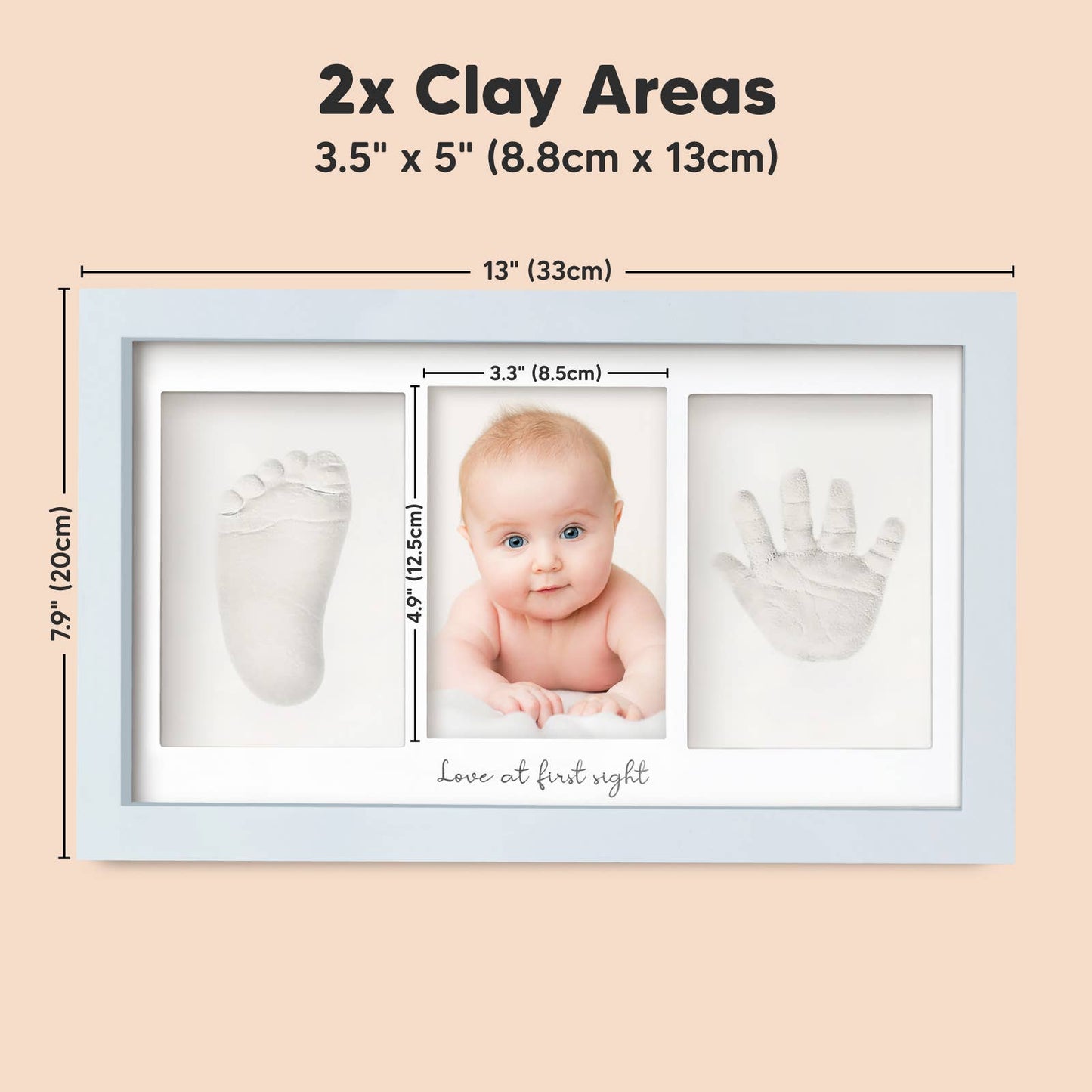 KeaBabies - KeaBabies Baby Handprint, Footprint Keepsake Duo Frame: Mist Blue KeaBabies - enjoykidsus