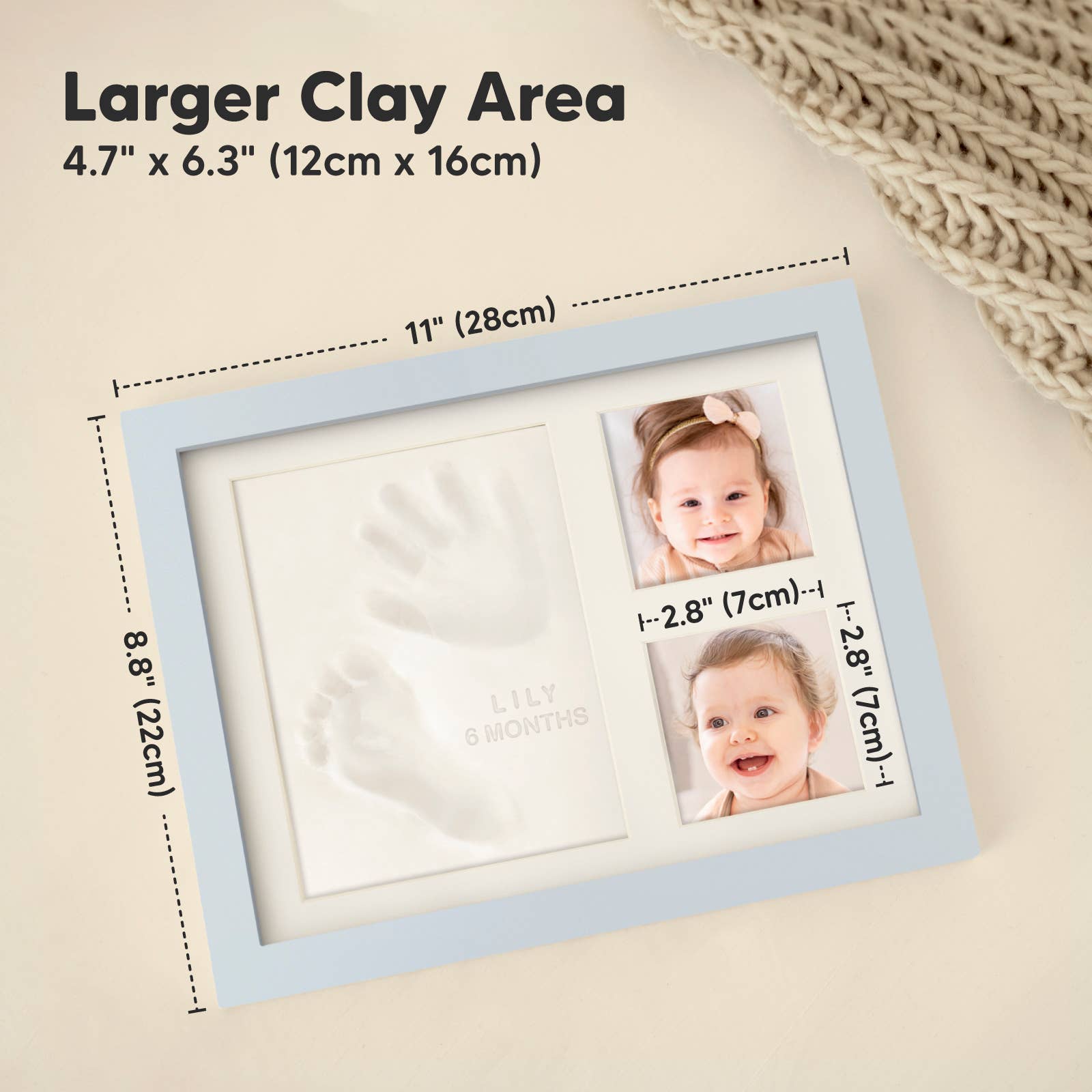 KeaBabies - KeaBabies Baby Handprint, Footprint Keepsake Solo Frame: Mist Blue KeaBabies - enjoykidsus