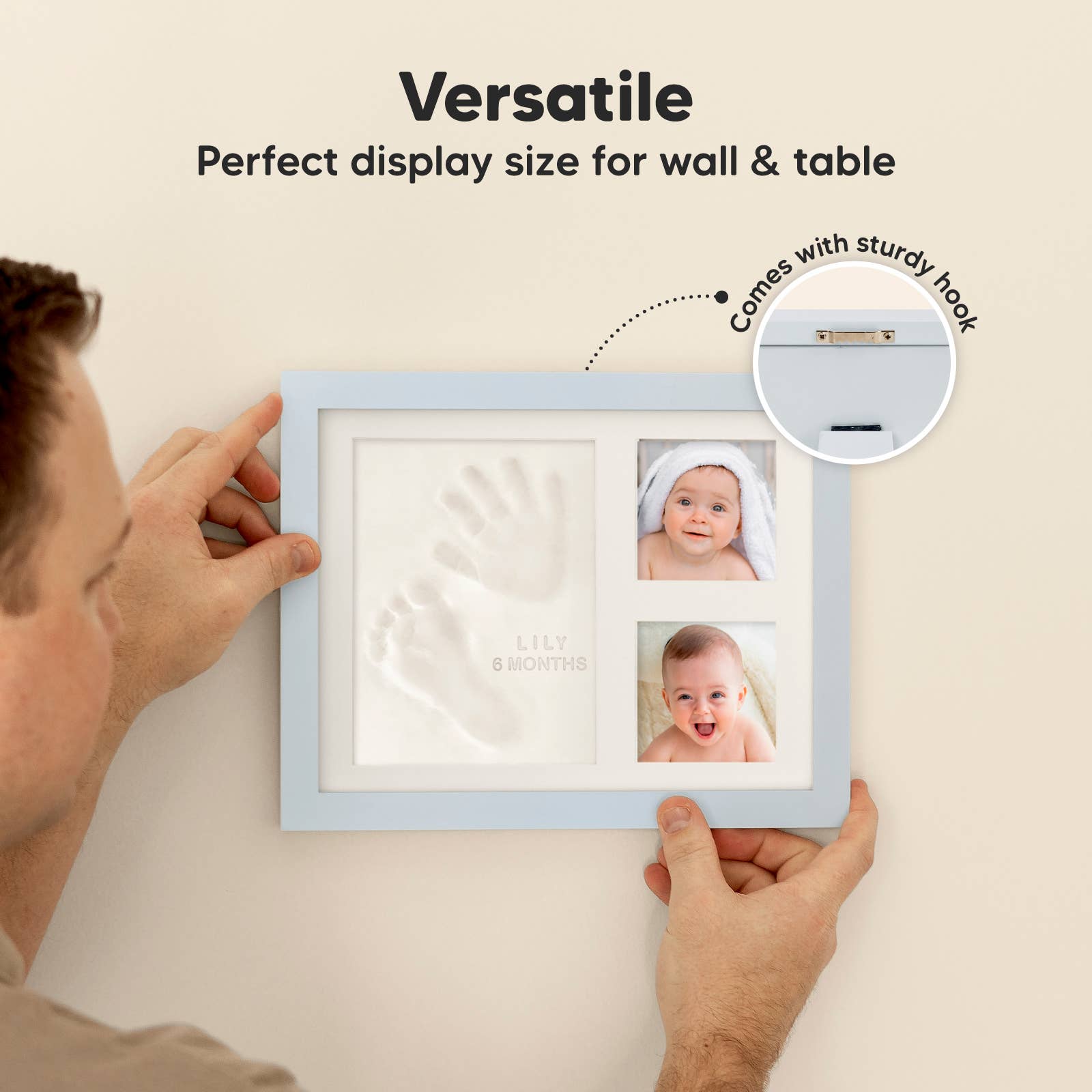 KeaBabies - KeaBabies Baby Handprint, Footprint Keepsake Solo Frame: Mist Blue KeaBabies - enjoykidsus