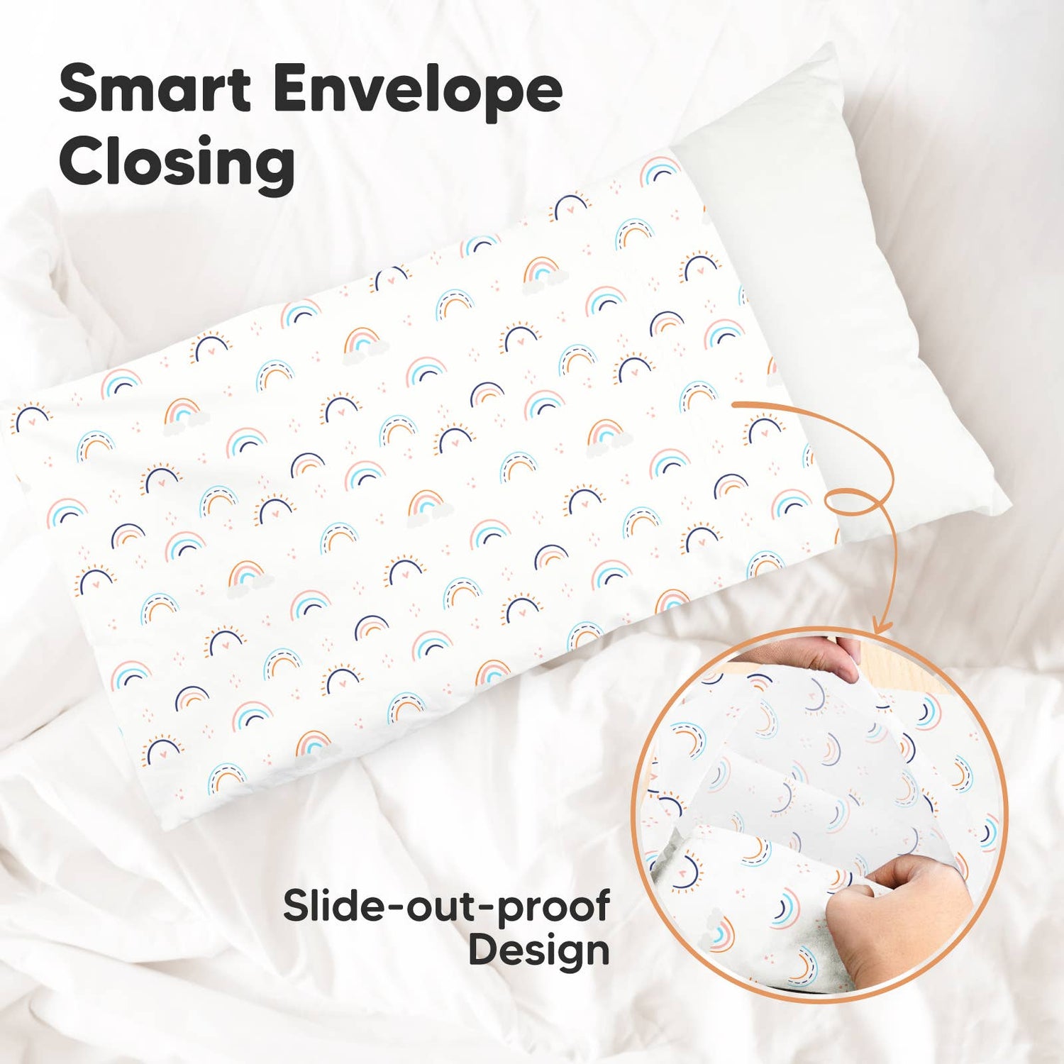 KeaBabies - KeaBabies Printed Toddler Pillowcase 13X18" (Jolly Rainbow) KeaBabies