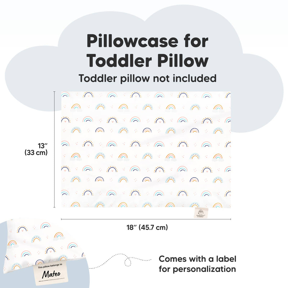 KeaBabies - KeaBabies Printed Toddler Pillowcase 13X18" (Jolly Rainbow) KeaBabies