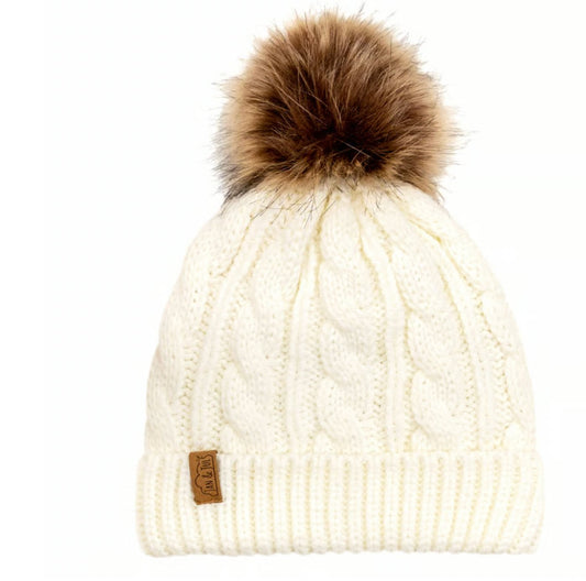 Kids Cable Knit Beanies - Cream Jan & Jul - enjoykidsus