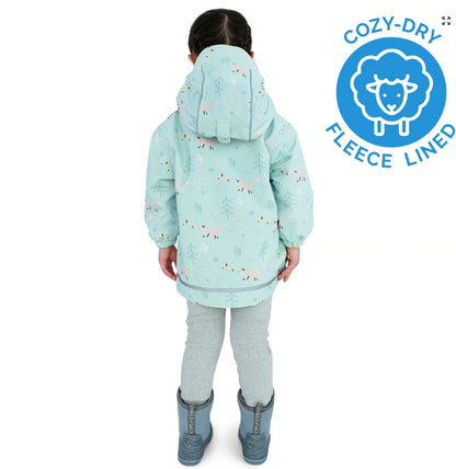 Kids Fleece Lined Rain Jackets | Minty Forest Jan & Jul - enjoykidsus