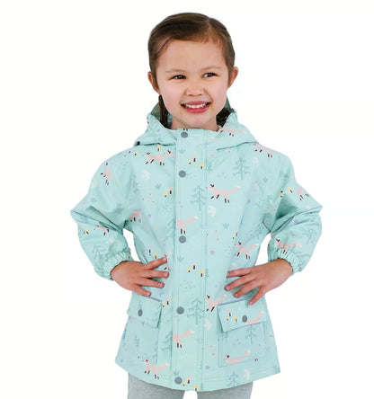 Kids Fleece Lined Rain Jackets | Minty Forest Jan & Jul - enjoykidsus