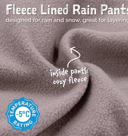 Kids Fleece Lined Rain Pants | Pink Forest Jan &amp; Jul