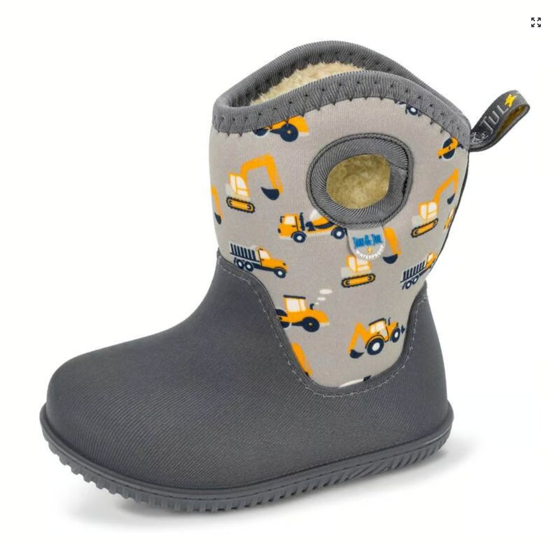 Kids Lite Waterproof Boots | Grey Construction Jan &amp; Jul - enjoykidsus