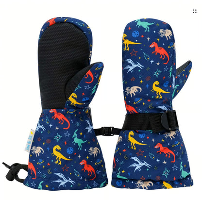 Kids Waterproof snow Mittens | Space Dino Jan & Jul - enjoykidsus