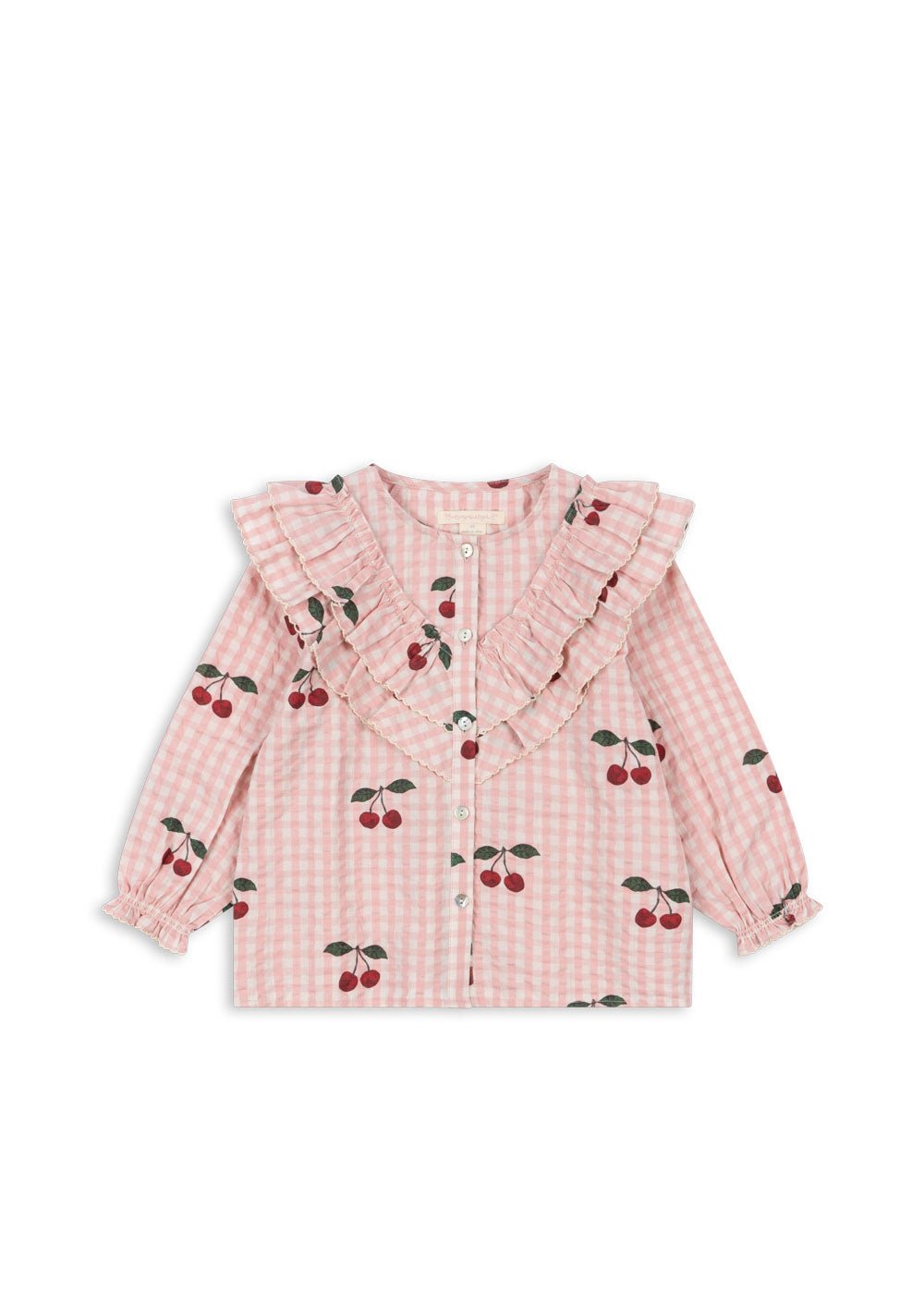Konges Sløjd KIM FRILL BLOUSE GOTS - CHERRY CHECK Konges Sløjd