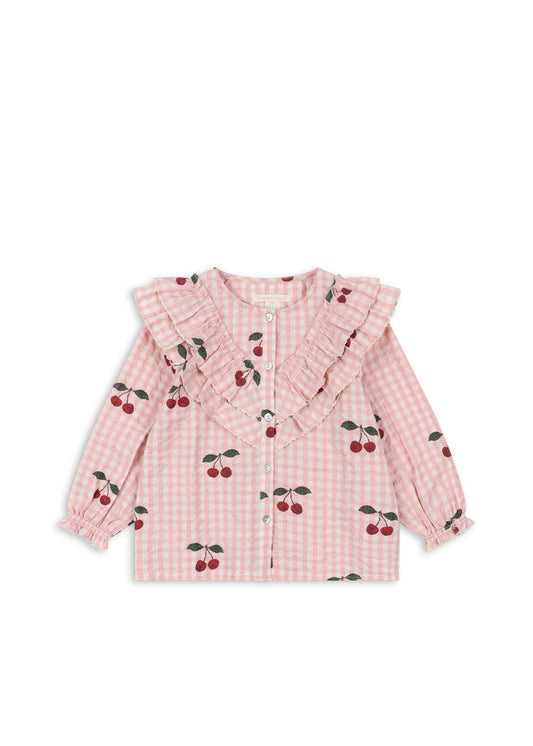 KIM FRILL BLOUSE GOTS - CHERRY CHECK Konges Sløjd - enjoykidsus